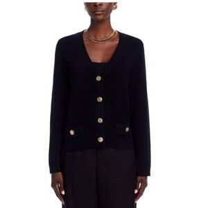 C by Bloomingdale's Cashmere Black Cardigan with Buttons SMALL and XL